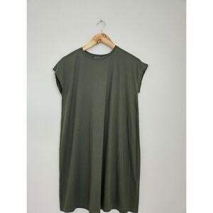 Eileen Fisher Olive Green Cap Sleeve Shift Dress | Size XS